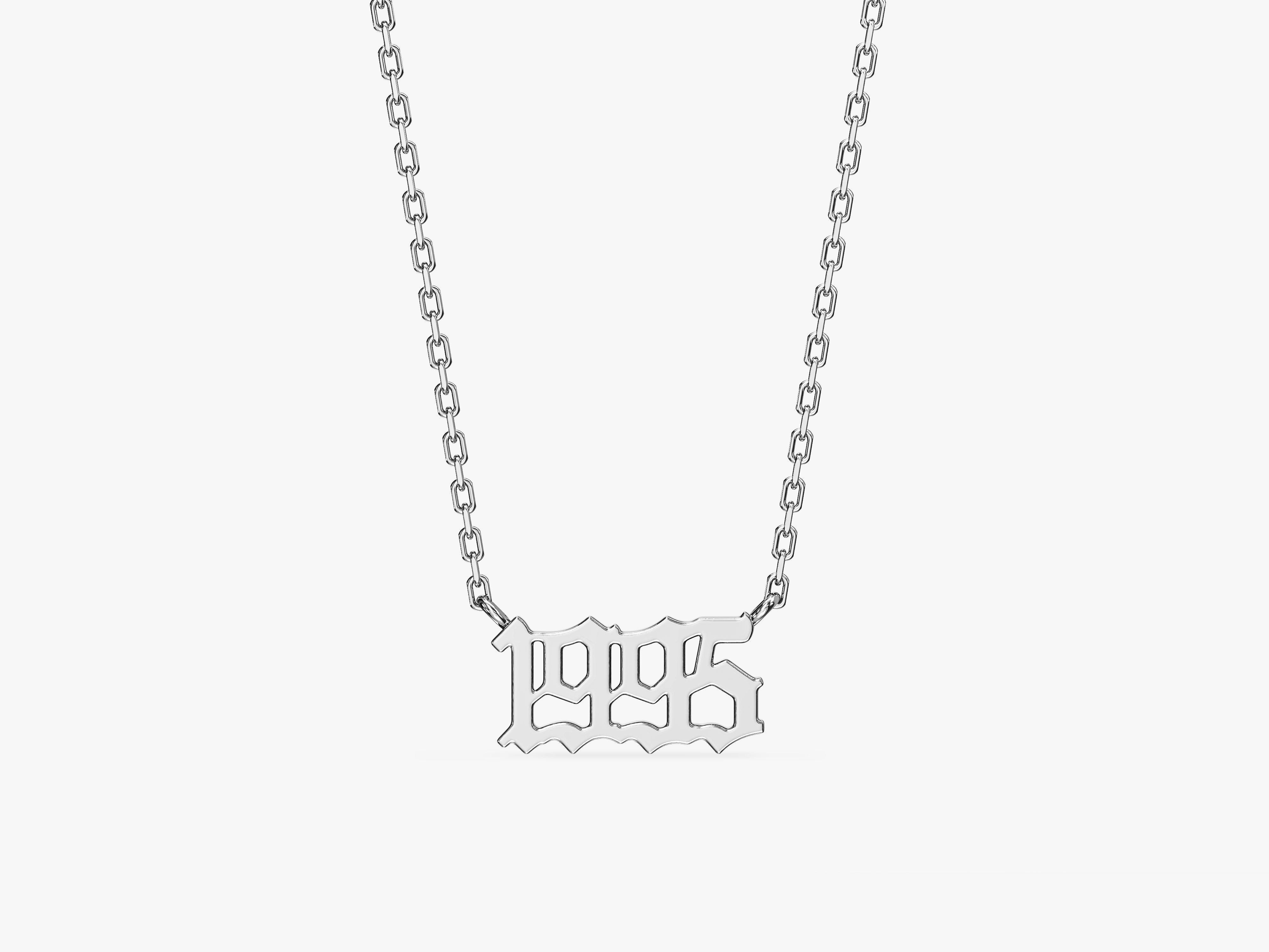 Silver 1995 gothic font necklace for jewelry lovers