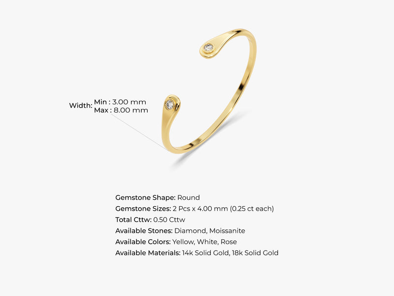 Bezel Diamond Cuff Bracelet in 14k Gold