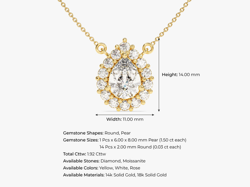Pear Halo Necklace