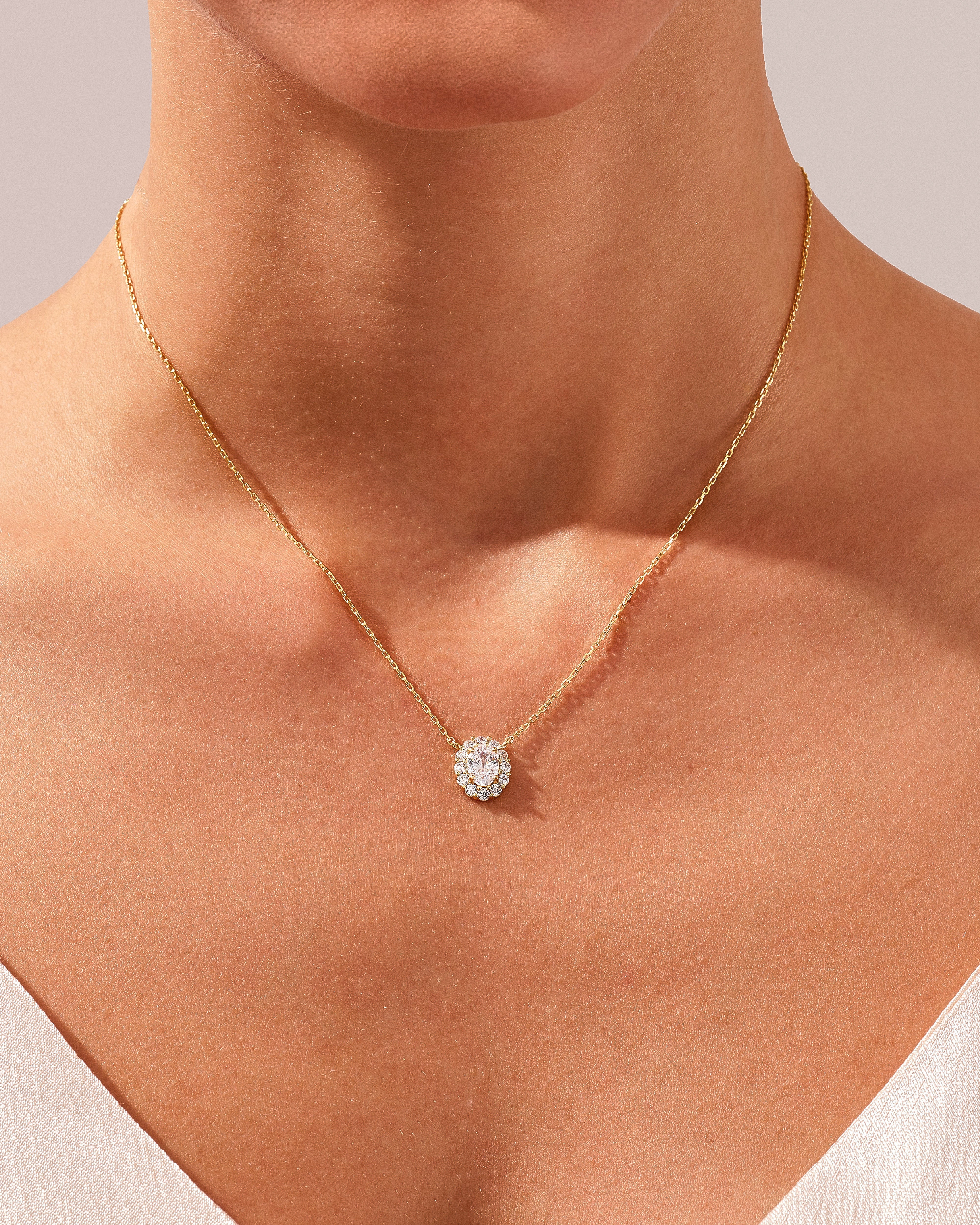 Oval Halo Necklace