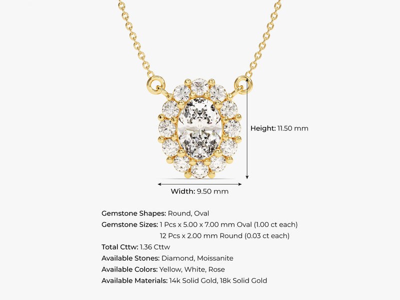 Oval Halo Necklace