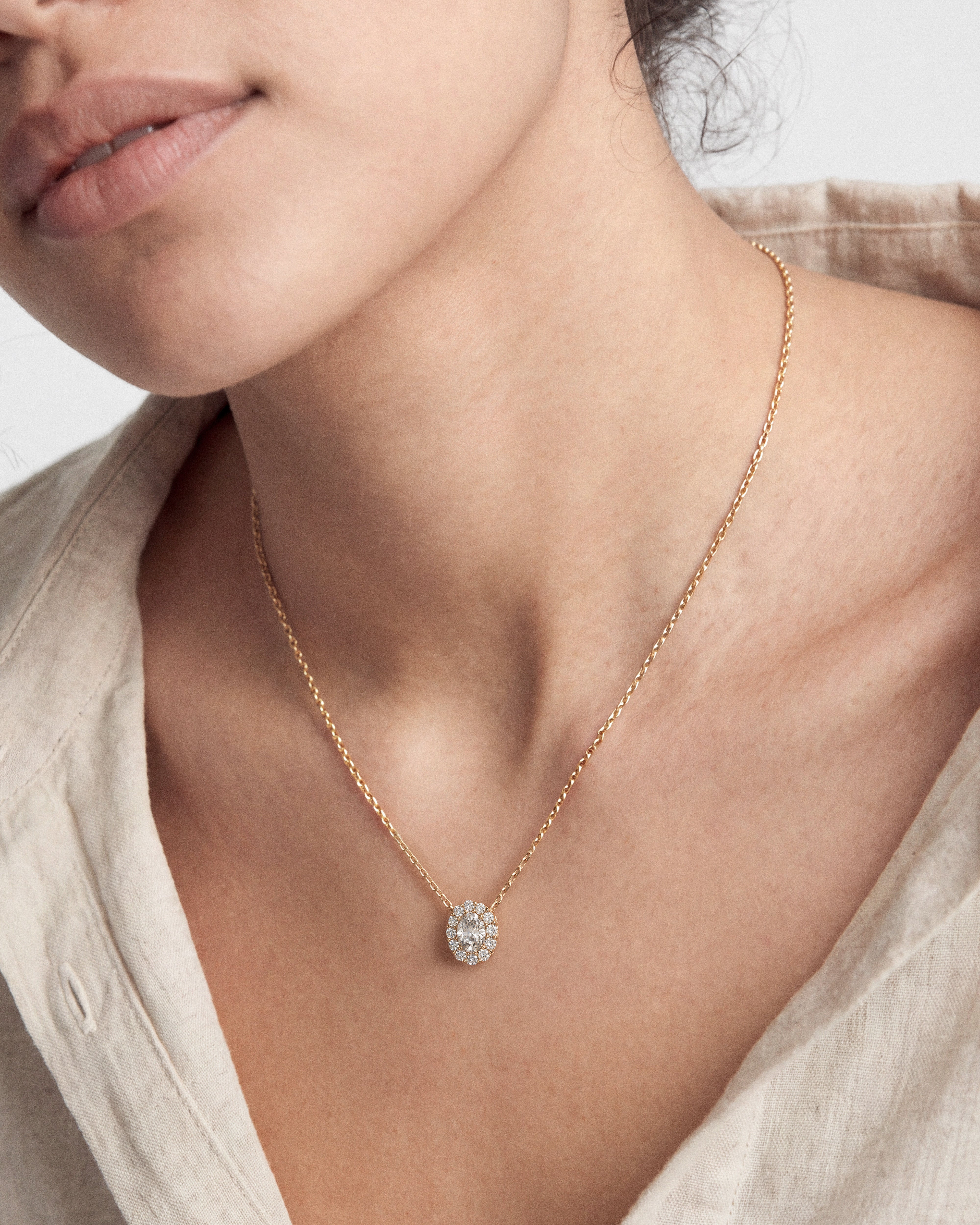Oval Halo Necklace