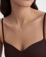 Prong Set Cross Necklace
