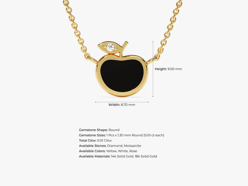 Black Enamel Apple Necklace