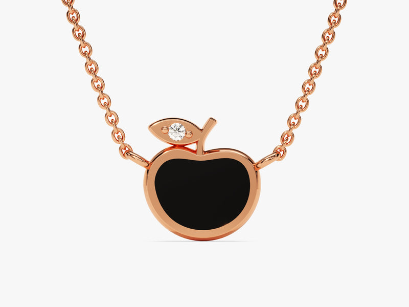 Black Enamel Apple Necklace