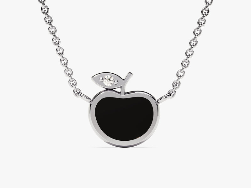 Black Enamel Apple Necklace