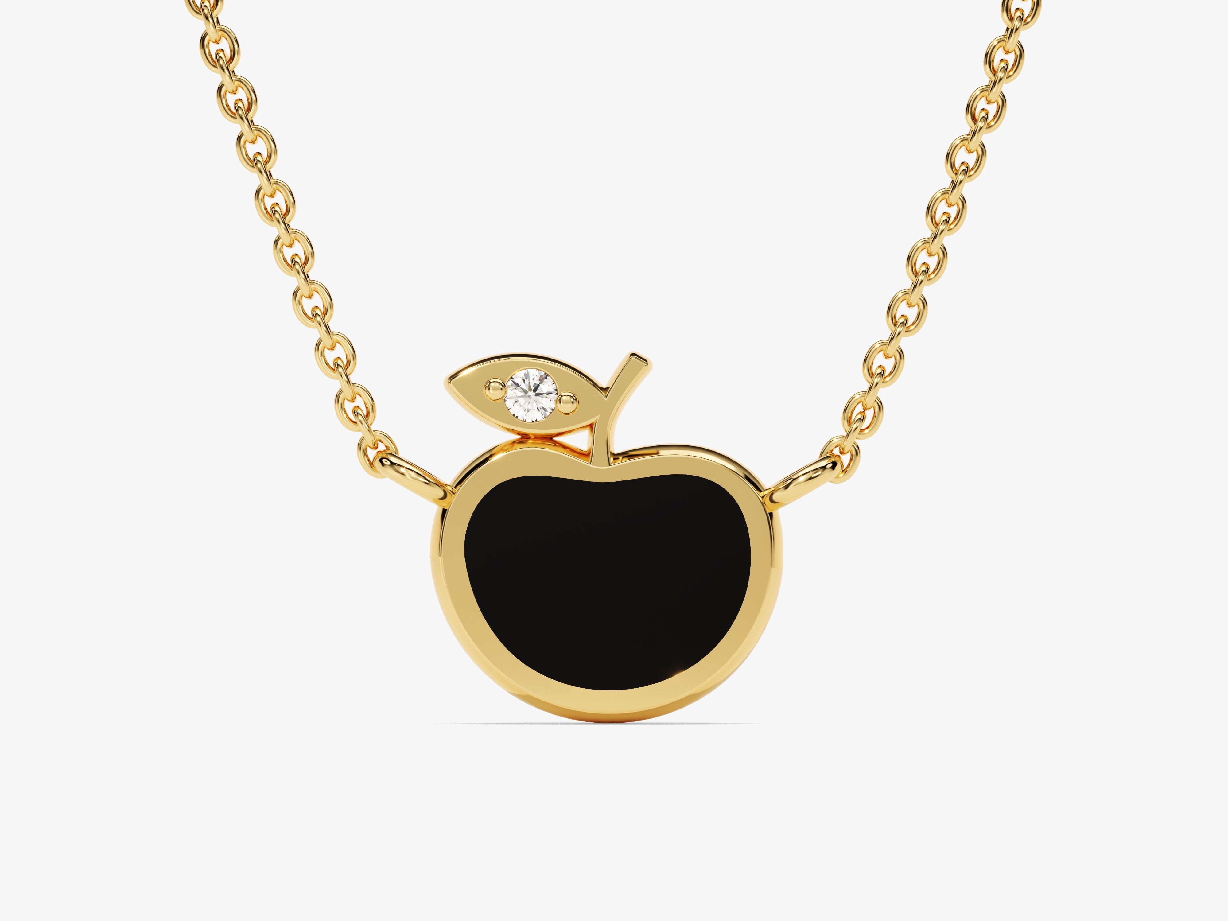 Black Enamel Apple Necklace