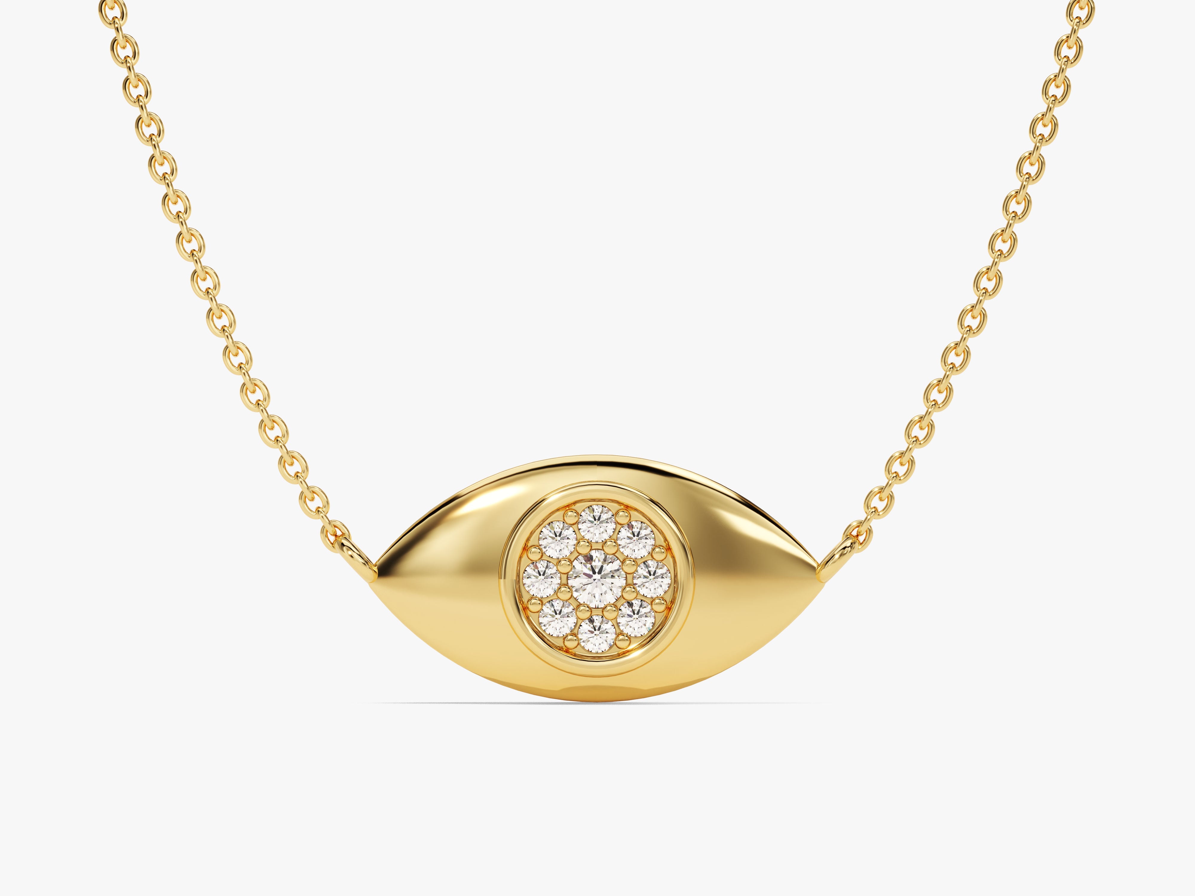 Gold evil eye necklace with diamonds