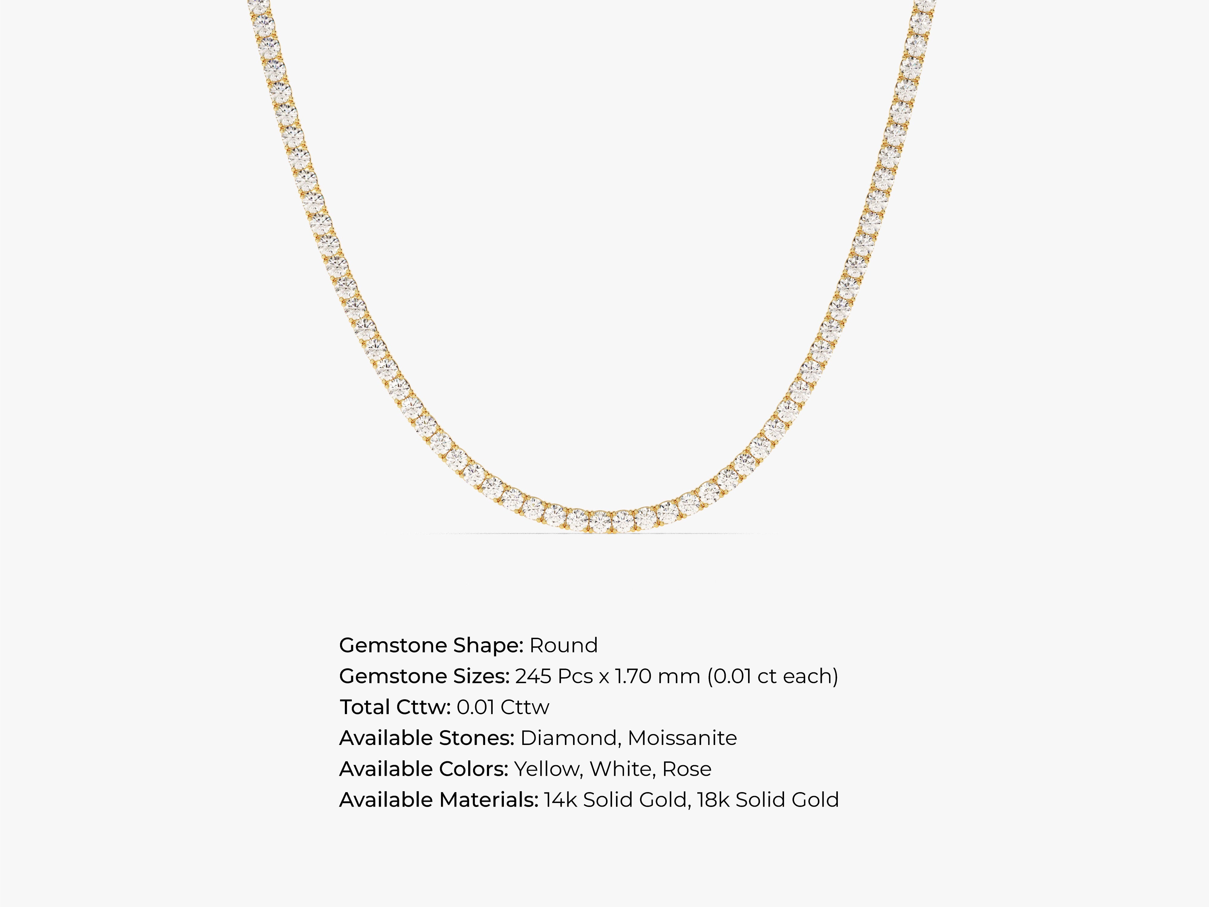 Diamond tennis necklace in 14k or 18k gold