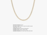Diamond tennis necklace in yellow gold, white gold, or rose gold