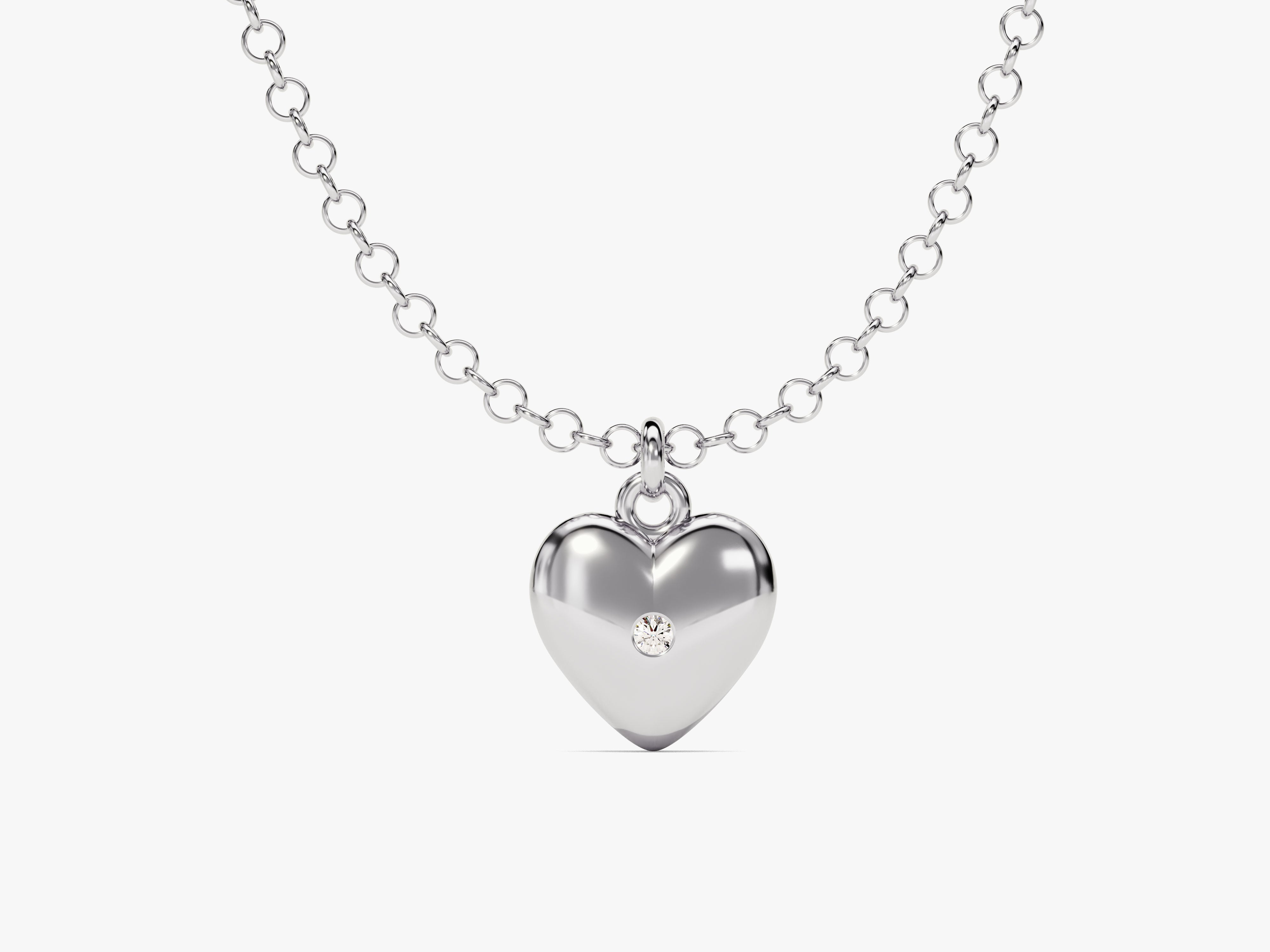 Heart Charm Necklace with Sparkle