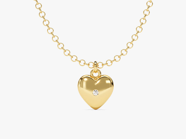 Heart Charm Necklace with Sparkle