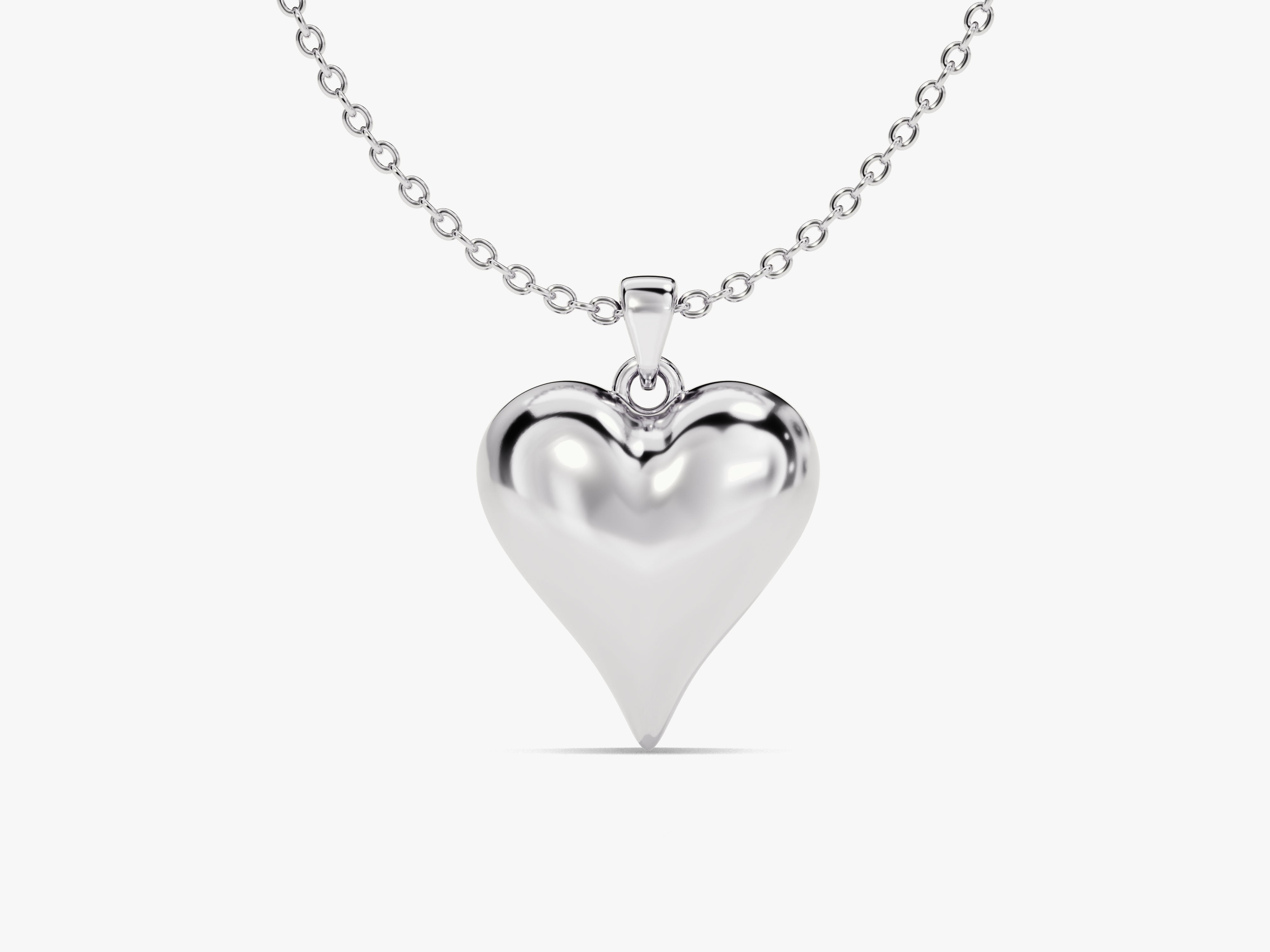 Puffed Heart Charm Necklace