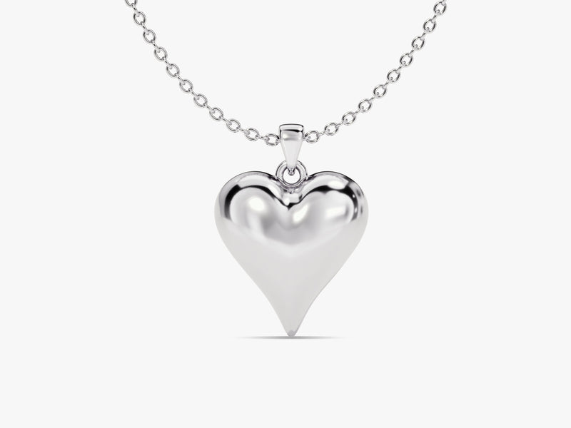 Puffed Heart Charm Necklace