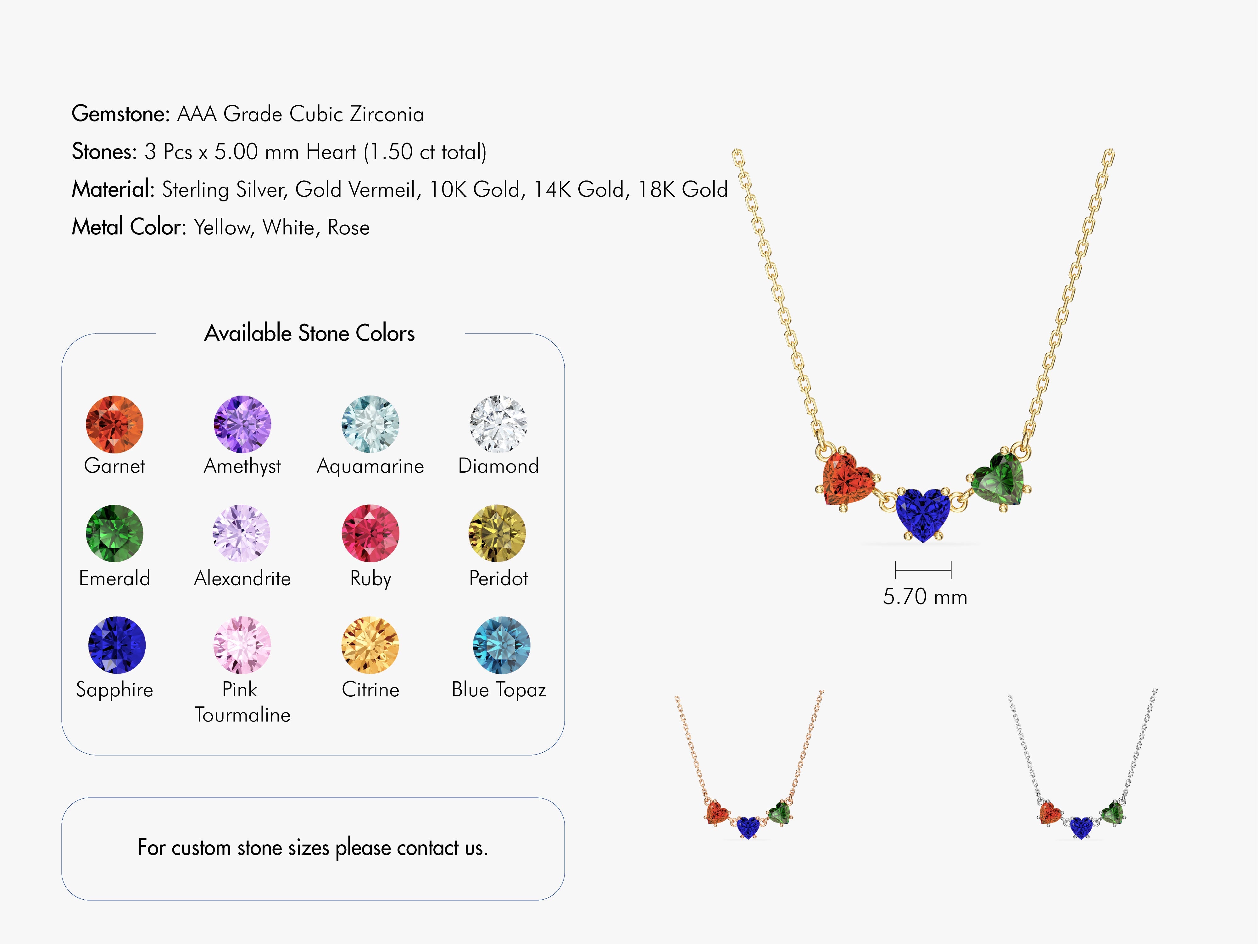 Heart Birthstone Necklace