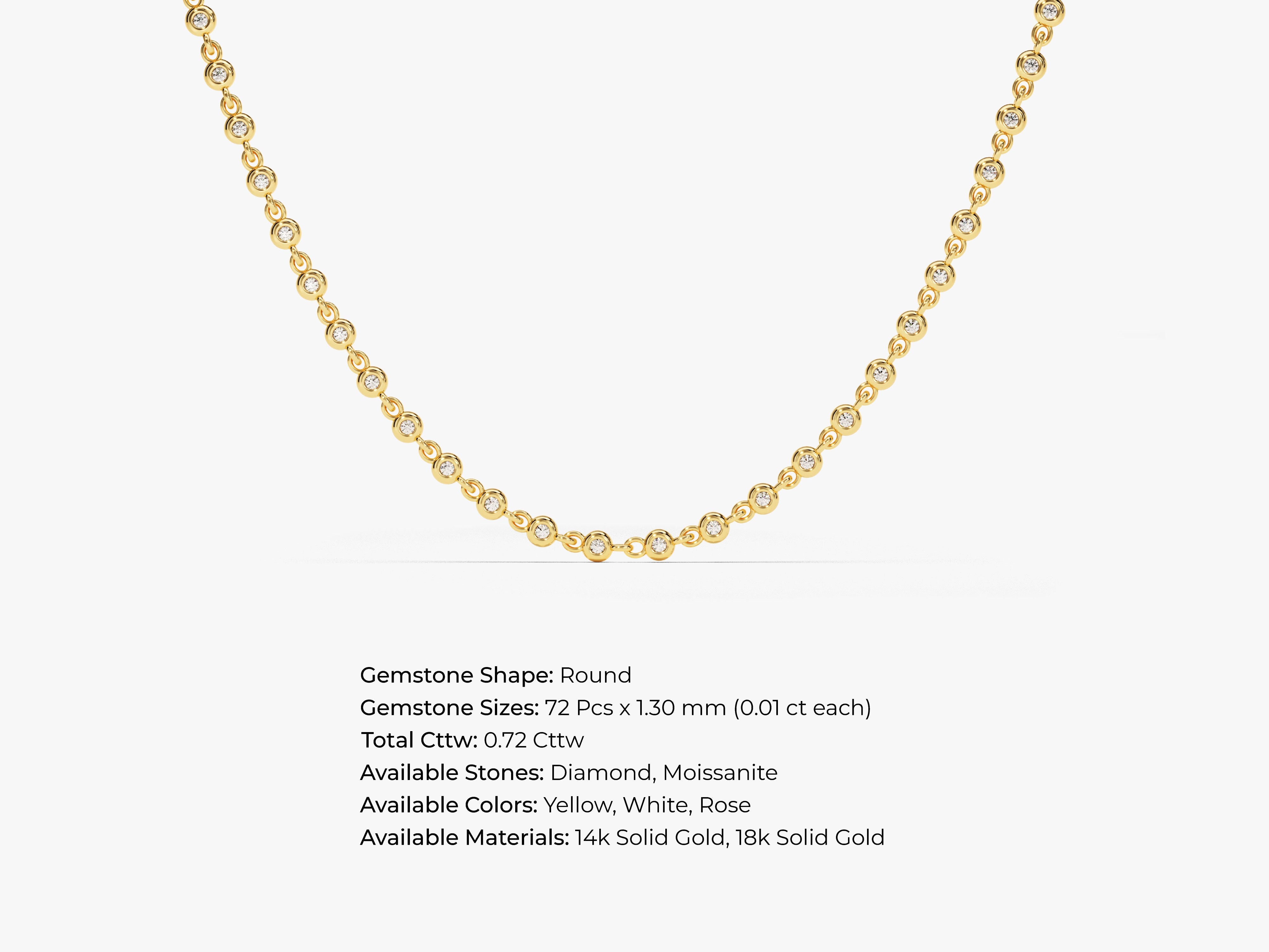Gold diamond bezel set necklace, fine jewelry