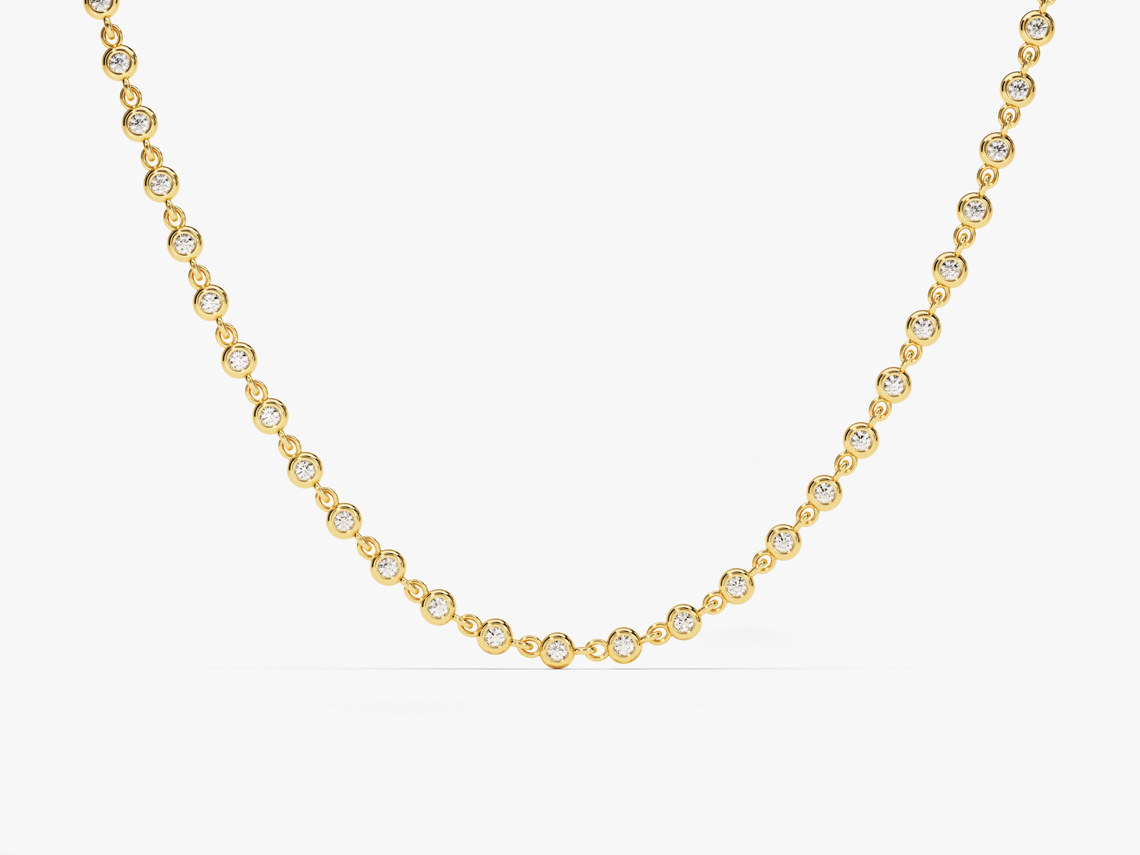 Gold chain necklace with bezel-set diamonds