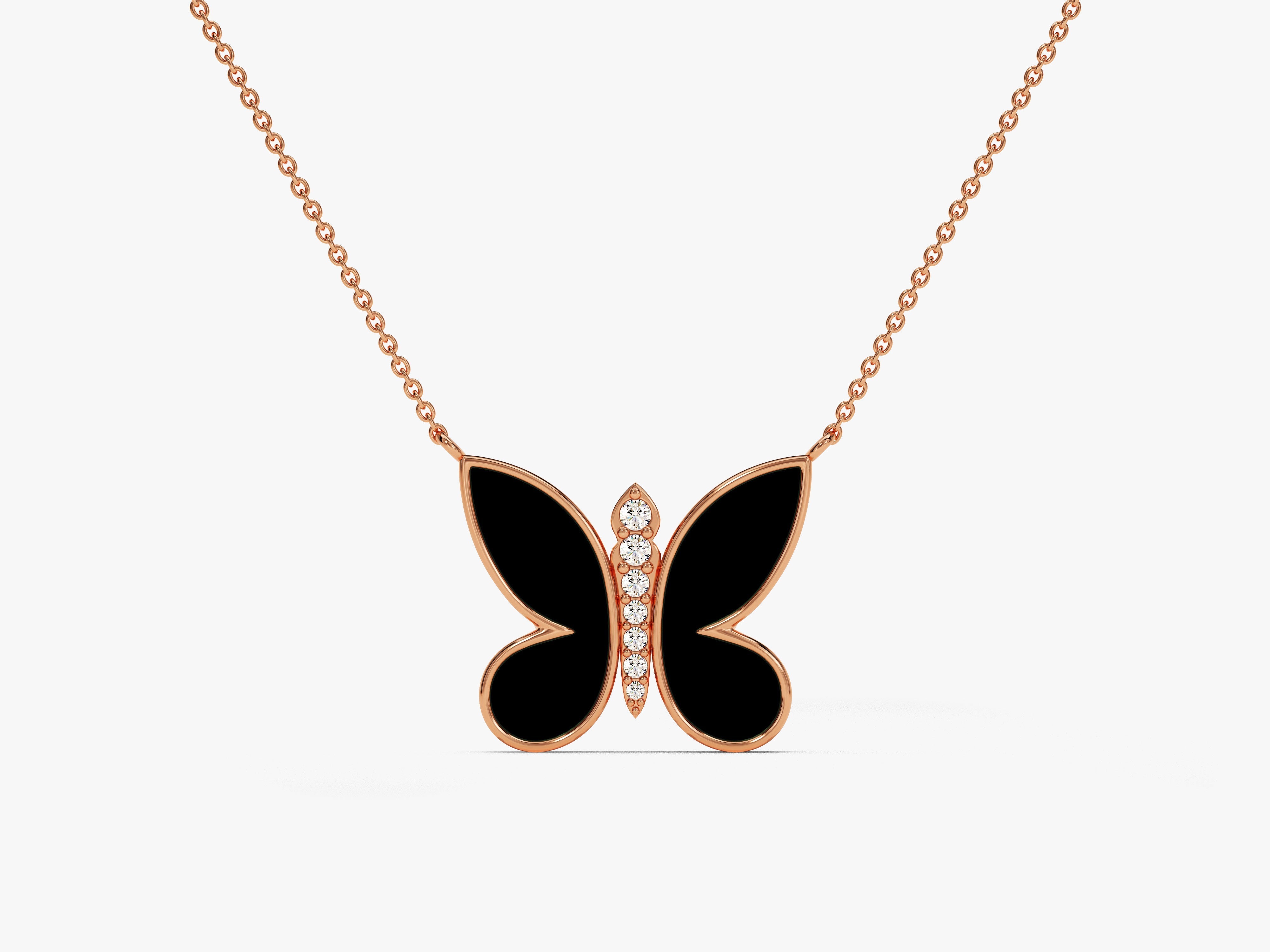 Black Enamel Butterfly Necklace