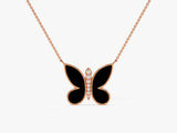 Black Enamel Butterfly Necklace