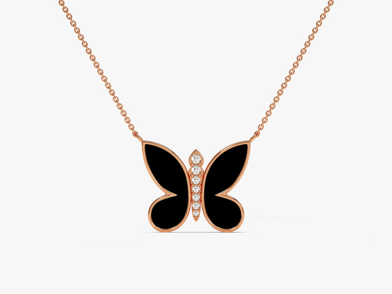 Black Enamel Butterfly Necklace
