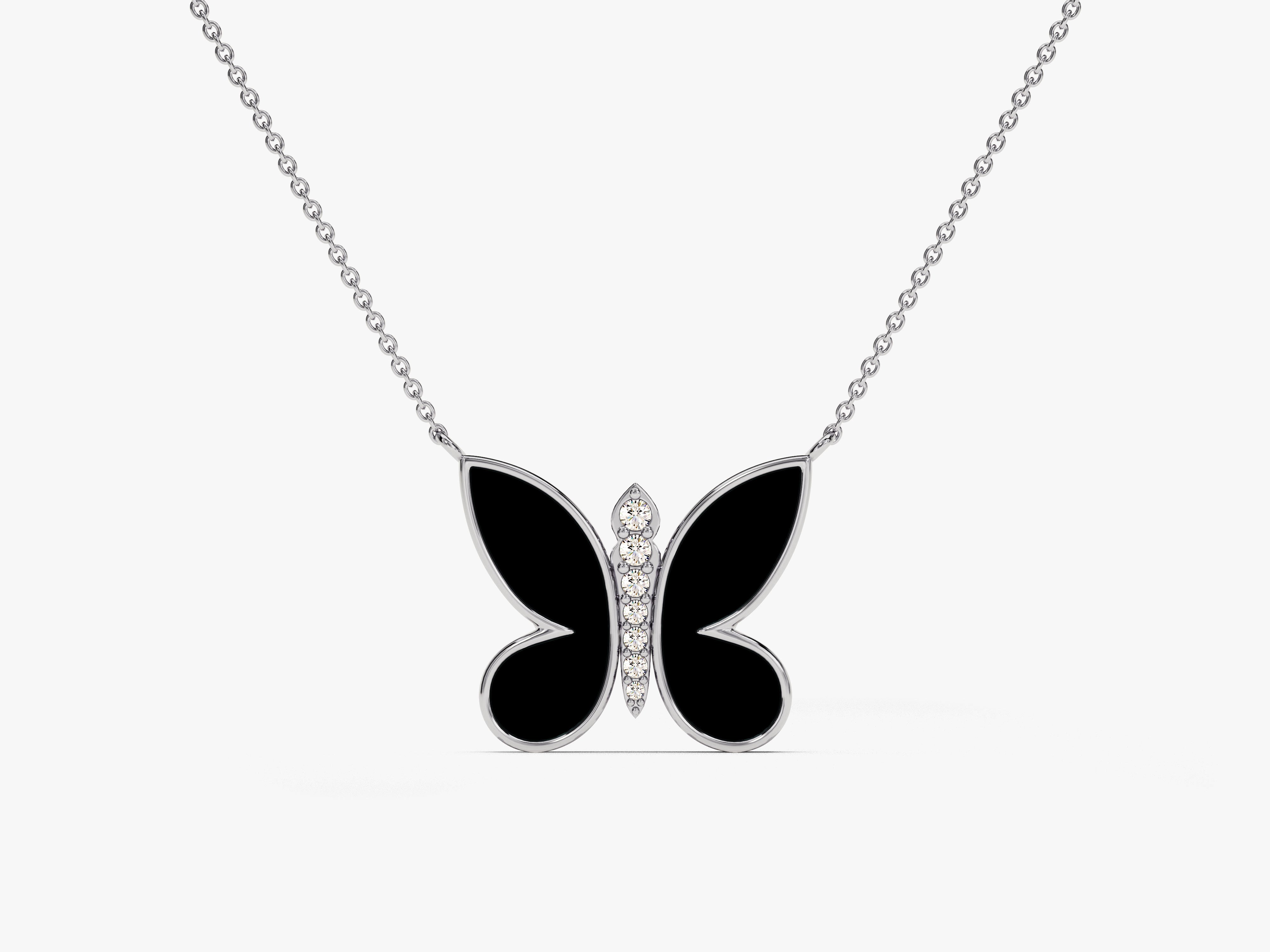 Black Enamel Butterfly Necklace