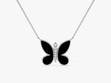 Black Enamel Butterfly Necklace