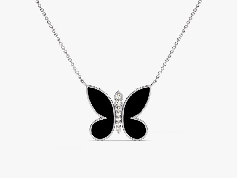 Black Enamel Butterfly Necklace