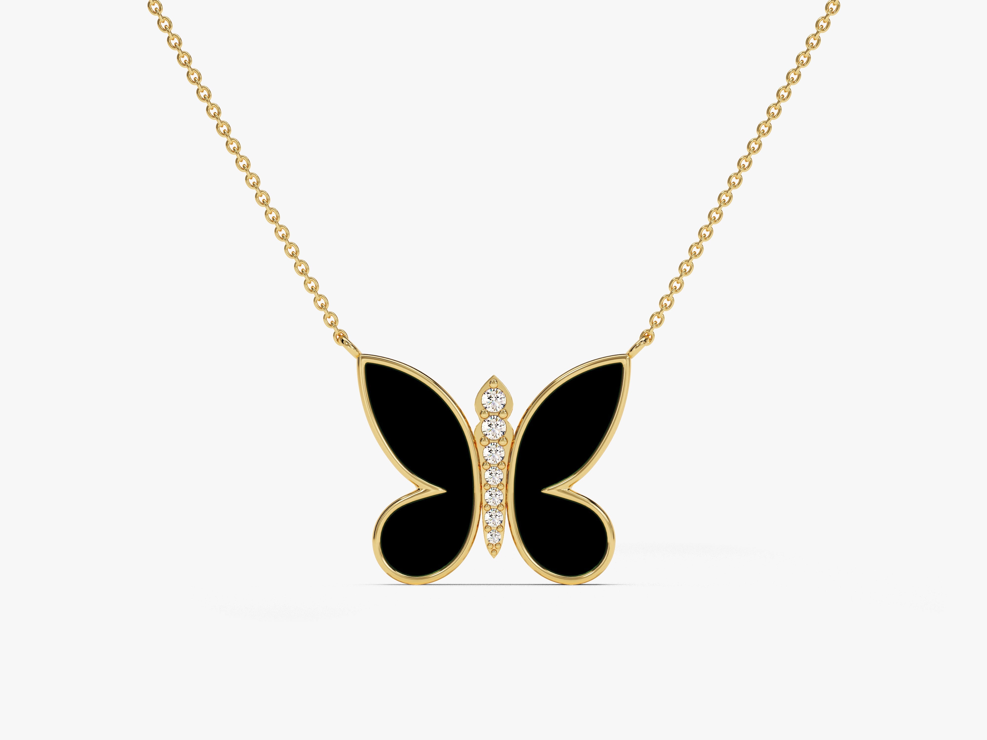 Black Enamel Butterfly Necklace
