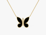 Black Enamel Butterfly Necklace