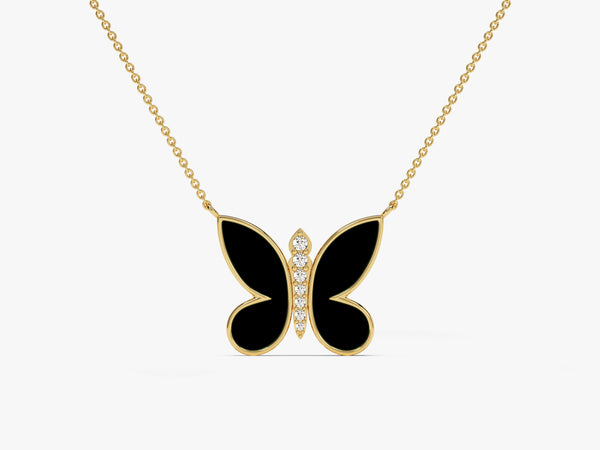 Black Enamel Butterfly Necklace