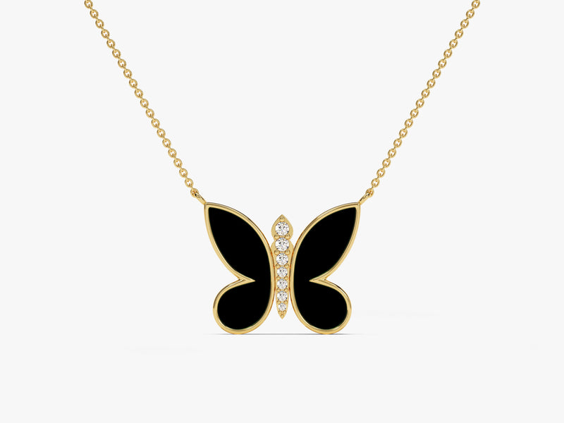 Black Enamel Butterfly Necklace