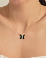 Black Enamel Butterfly Necklace