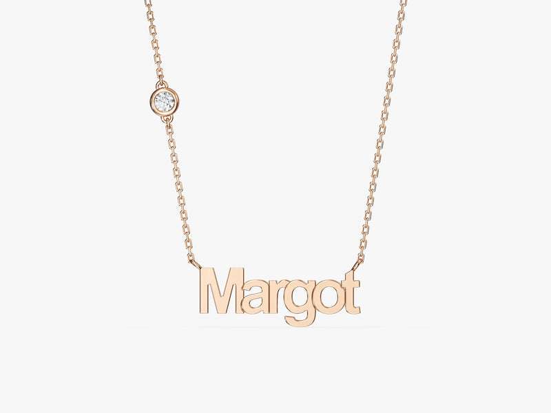 Name Necklace with Gemstone