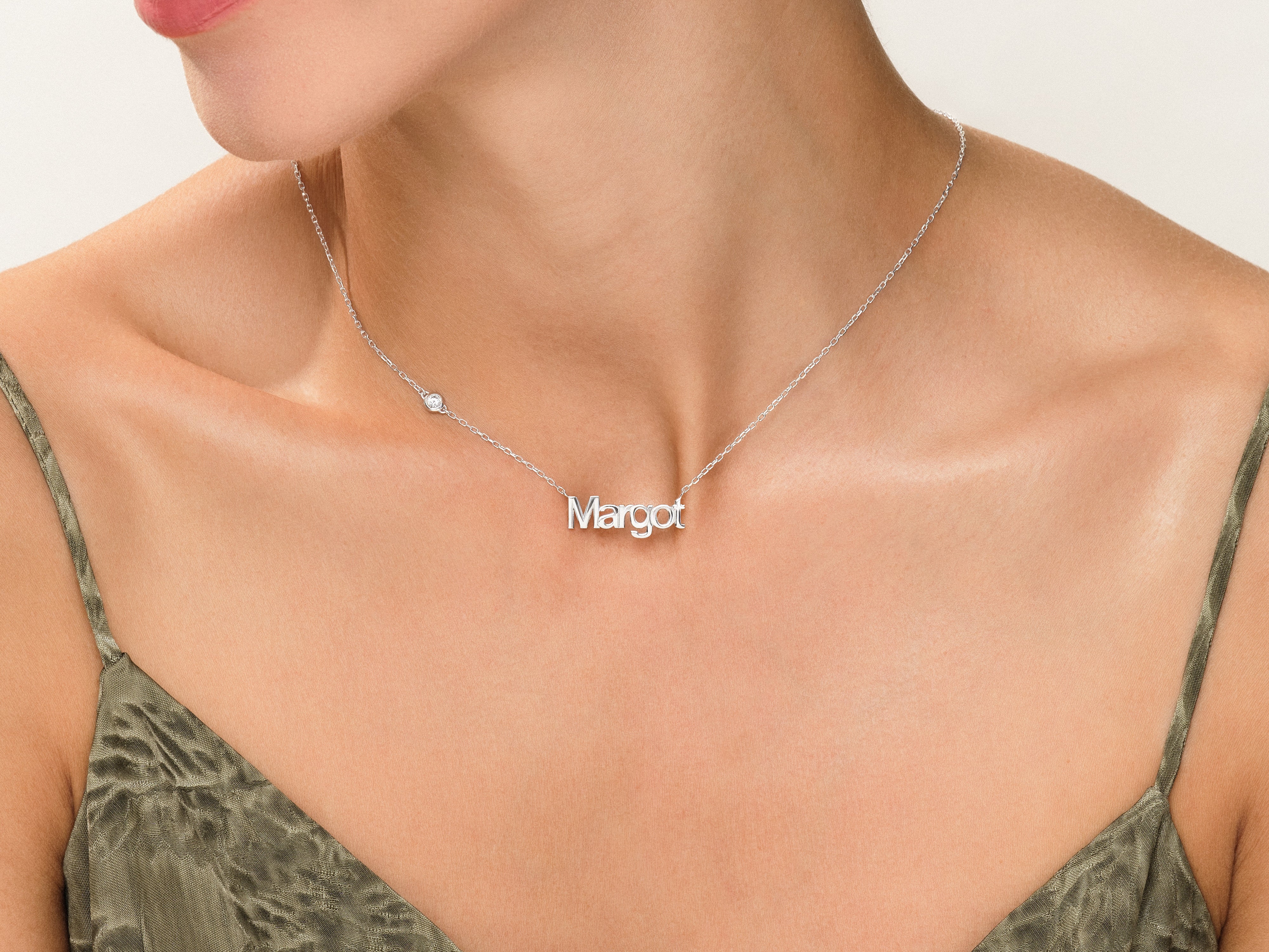 Name Necklace with Gemstone