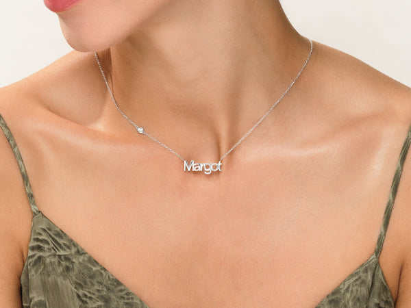 Name Necklace with Gemstone
