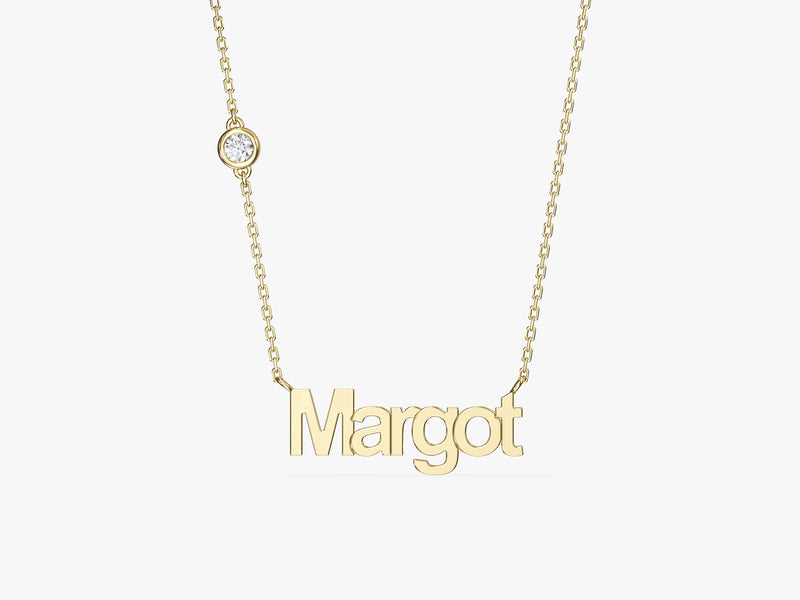Name Necklace with Gemstone