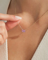 Emerald Cut Solitaire Birthstone Necklace