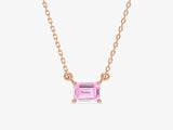 Emerald Cut Solitaire Birthstone Necklace