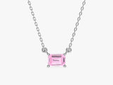 Emerald Cut Solitaire Birthstone Necklace