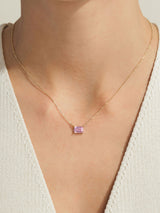 Emerald Cut Solitaire Birthstone Necklace