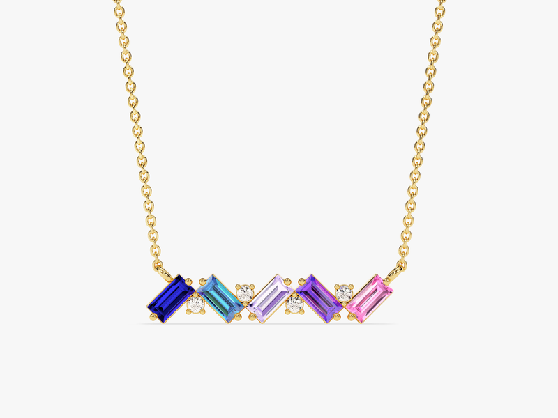 Baguette Family Birthstone Necklace
