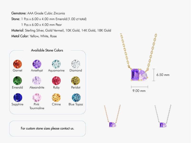 Emerald & Pear Birthstone Necklace