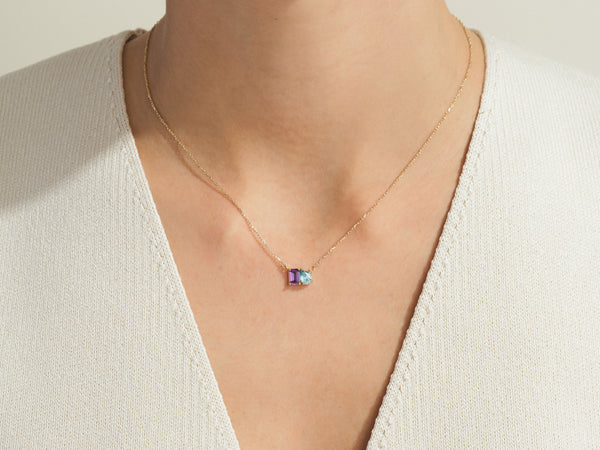 Emerald & Pear Birthstone Necklace