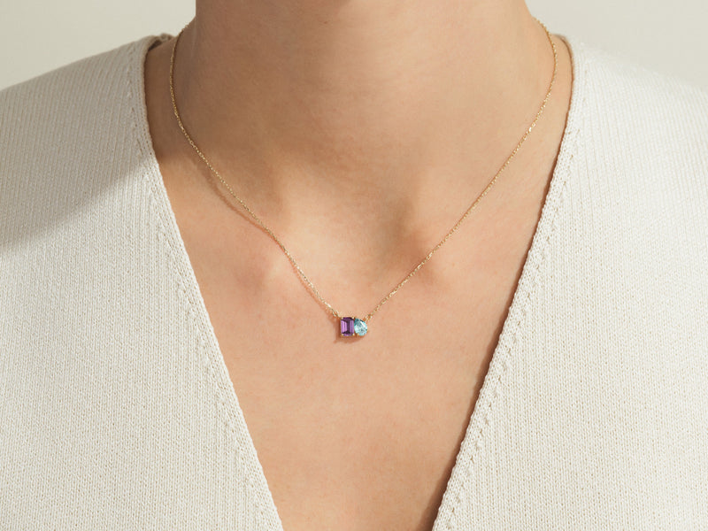 Emerald & Pear Birthstone Necklace