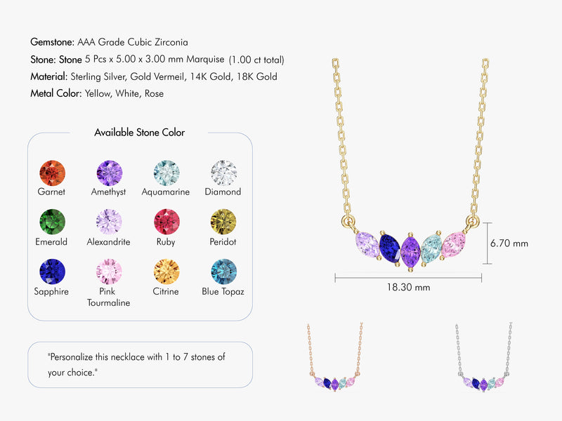 Marquise Crown Birthstone Necklace