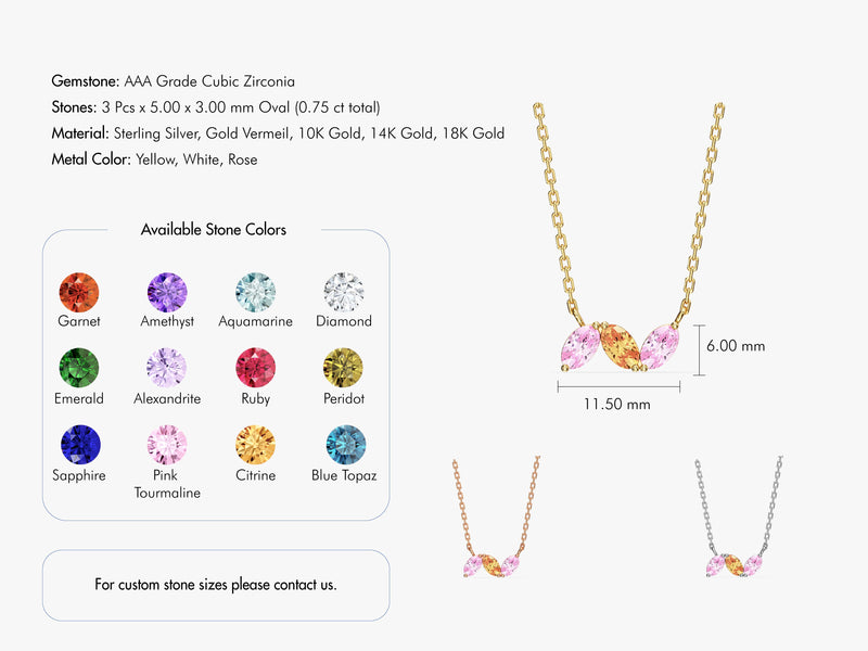 Oval Birthstone Family Necklace