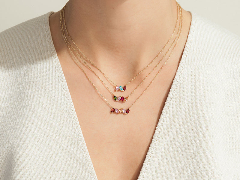 Oval Birthstone Family Necklace