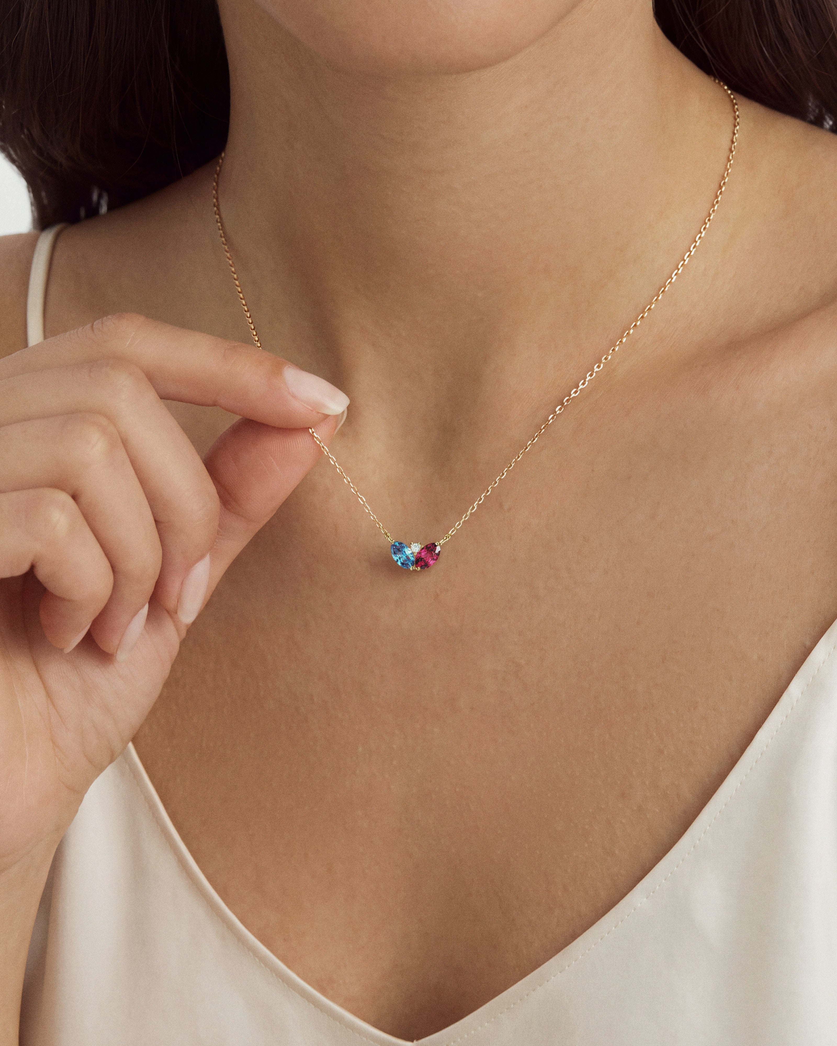 Oval Multi Birthstone Necklace