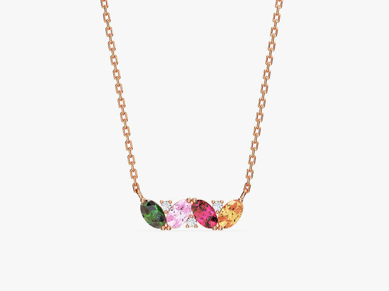 Oval Multi Birthstone Necklace