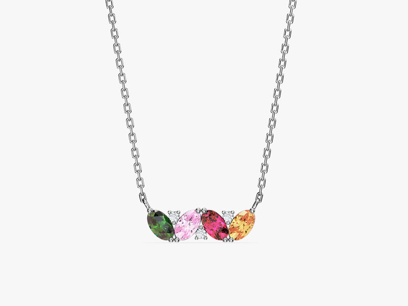 Oval Multi Birthstone Necklace